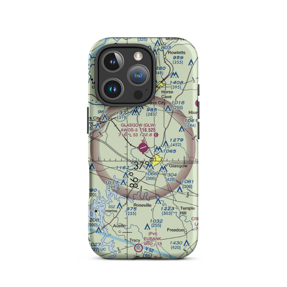 Glasgow Municipal Airport (GLW) VFR Sectional  Tough iPhone Case iPhone 16 Pro model shown