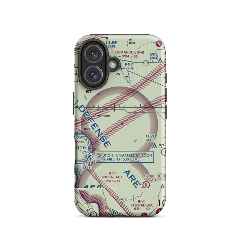 Glass Ranch Airport (74TA) VFR Sectional  Tough iPhone Case iPhone 16 model shown