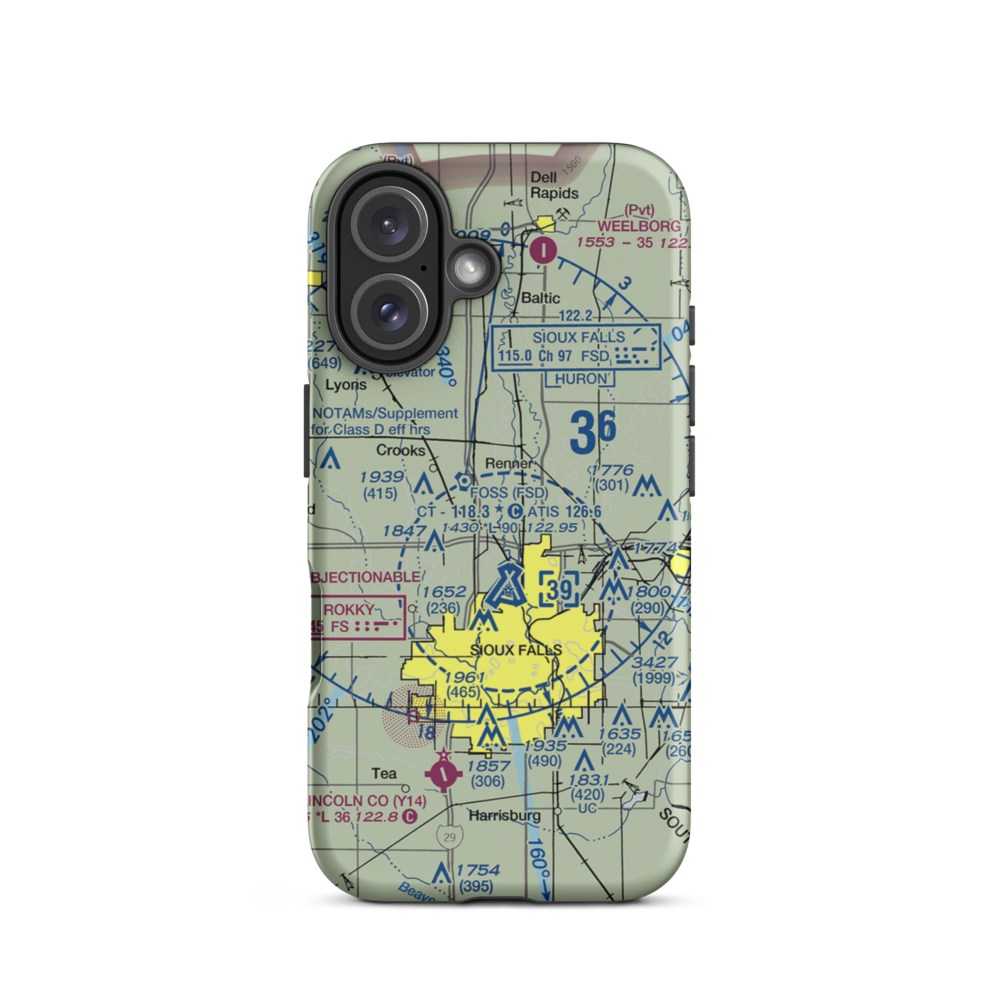 Glawe's Airport (SD99) VFR Sectional  Tough iPhone Case iPhone 16 model shown