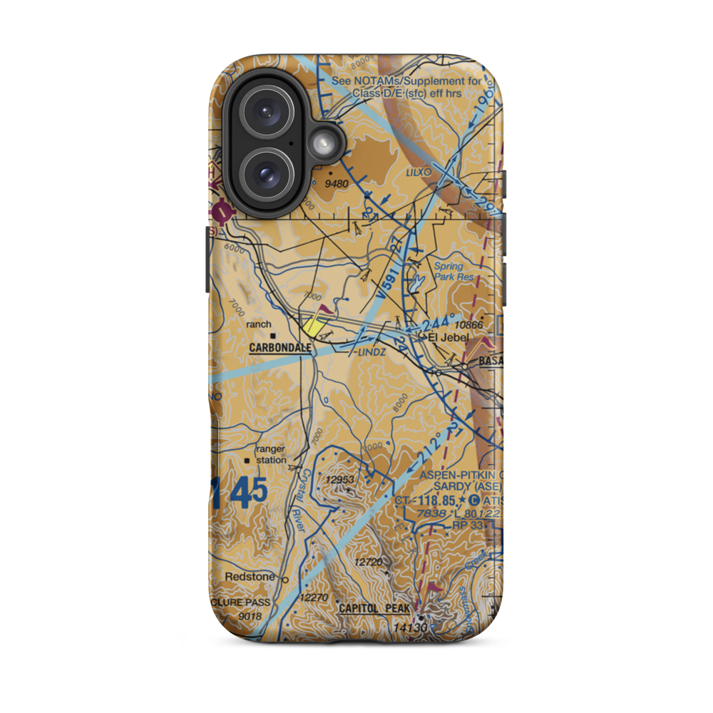 Glen-Aspen Airport (4CO0) VFR Sectional  Tough iPhone Case iPhone 16 Plus model shown