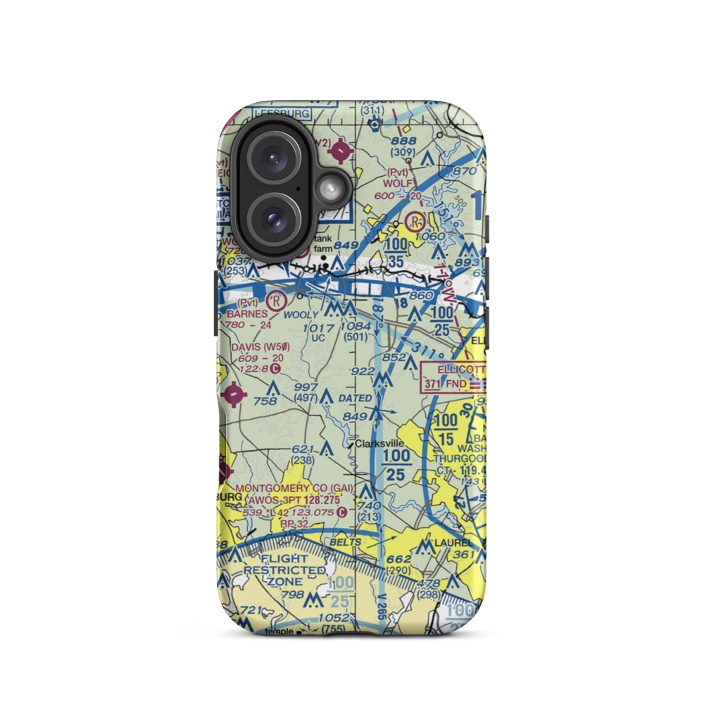 Glenair Airport (MD46) VFR Sectional  Tough iPhone Case iPhone 16 model shown