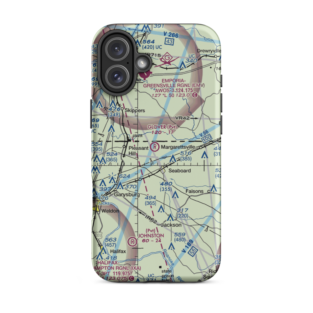 Glover Airport (45NC) VFR Sectional  Tough iPhone Case iPhone 16 Plus model shown