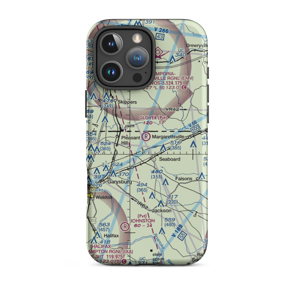 Glover Airport (45NC) VFR Sectional  Tough iPhone Case iPhone 16 Pro Max model shown
