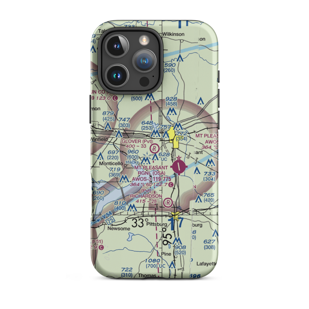 Glover Airport (XS70) VFR Sectional  Tough iPhone Case iPhone 16 Pro Max model shown