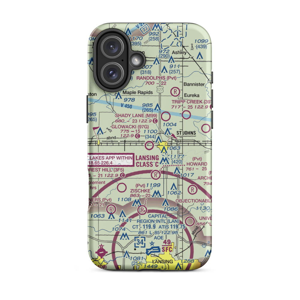 Glowacki Airport (97G) VFR Sectional  Tough iPhone Case iPhone 16 Plus model shown