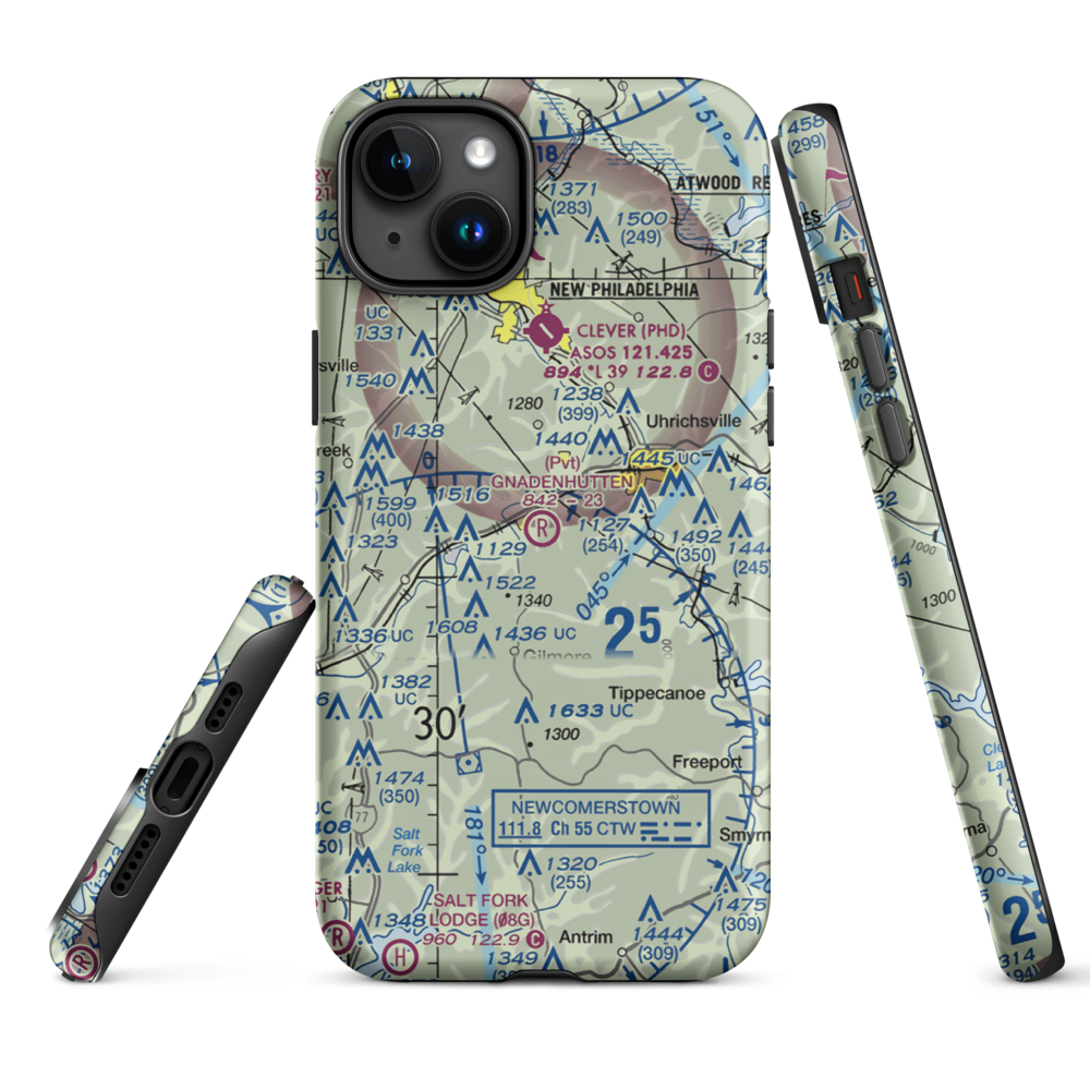 Gnadenhutten Airport (3OH8) VFR Sectional  Tough iPhone Case iPhone 15 Plus model shown