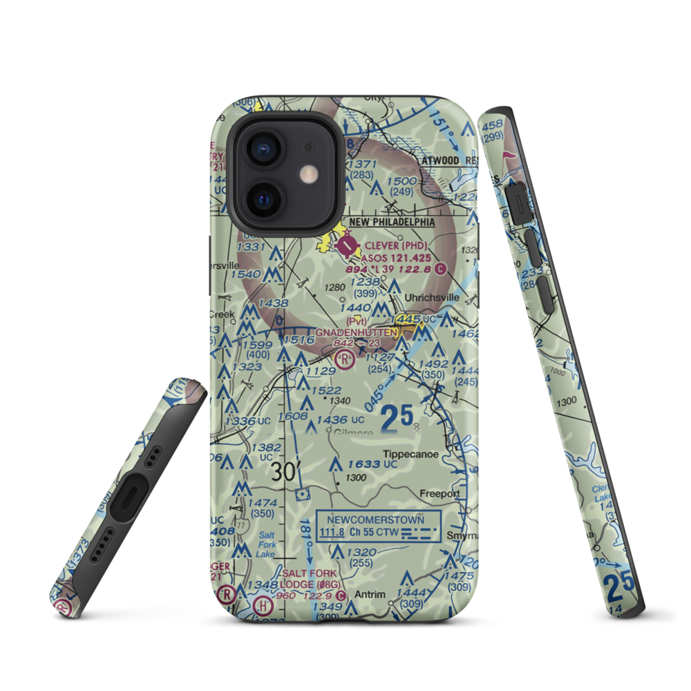 Gnadenhutten Airport (3OH8) VFR Sectional  Tough iPhone Case iPhone 12 model shown