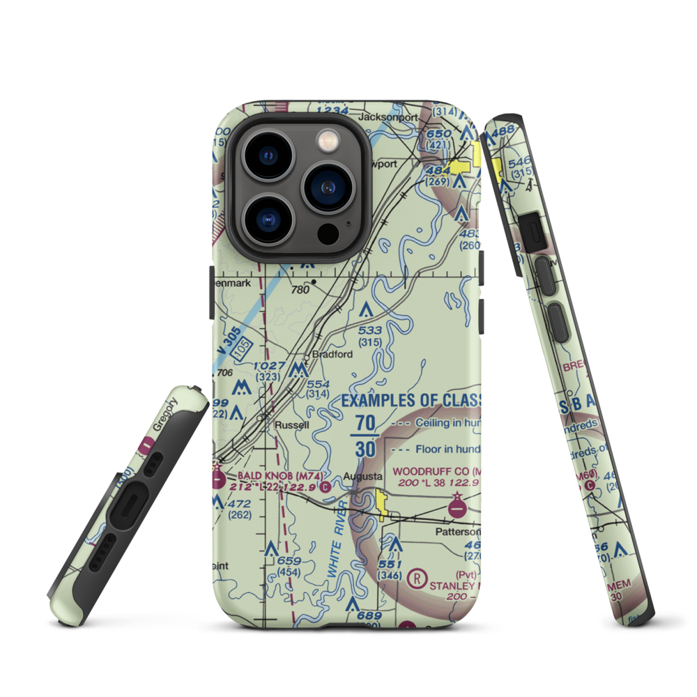 Goads field (GOAD) VFR Sectional  Tough iPhone Case iPhone 13 Pro model shown