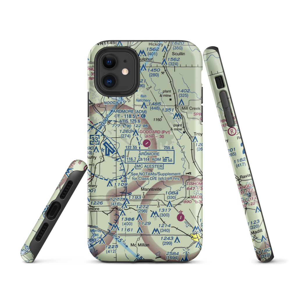 Goddard Ranch Airport (OK85) VFR Sectional  Tough iPhone Case iPhone 11 model shown