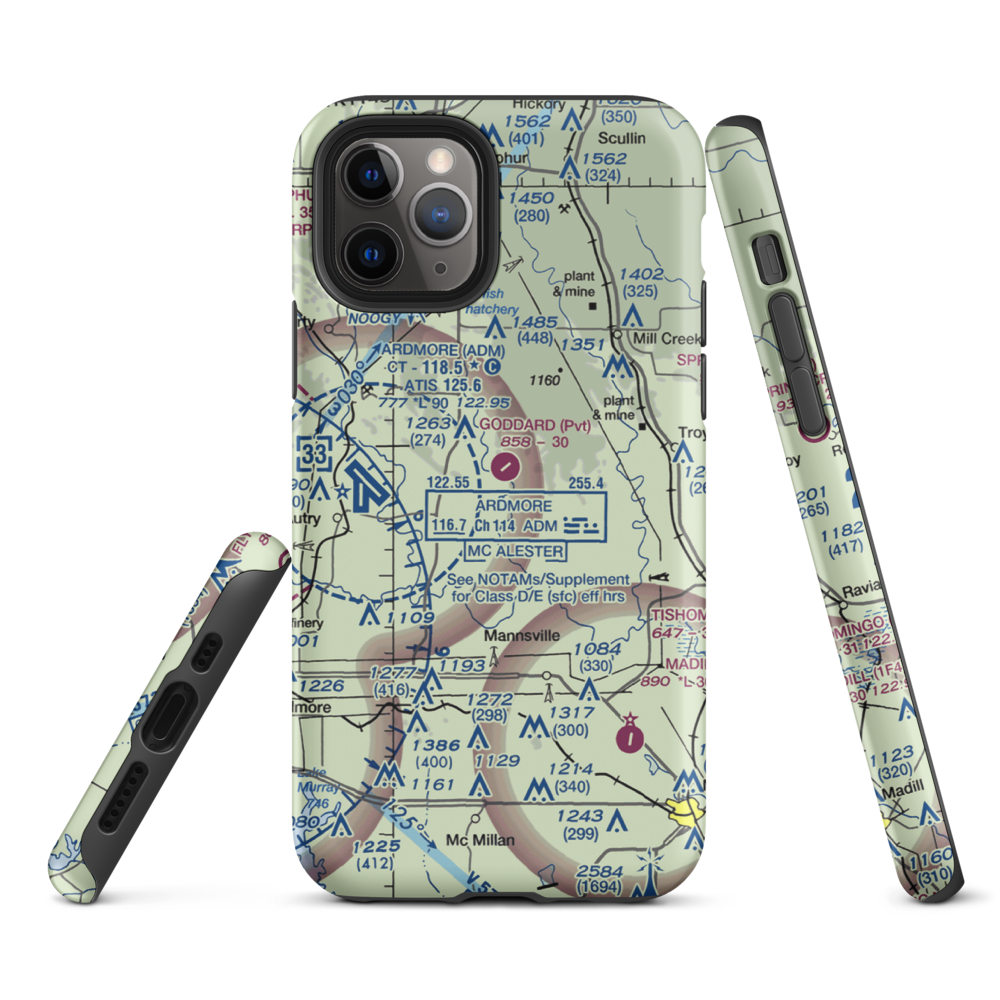 Goddard Ranch Airport (OK85) VFR Sectional  Tough iPhone Case iPhone 11 Pro model shown