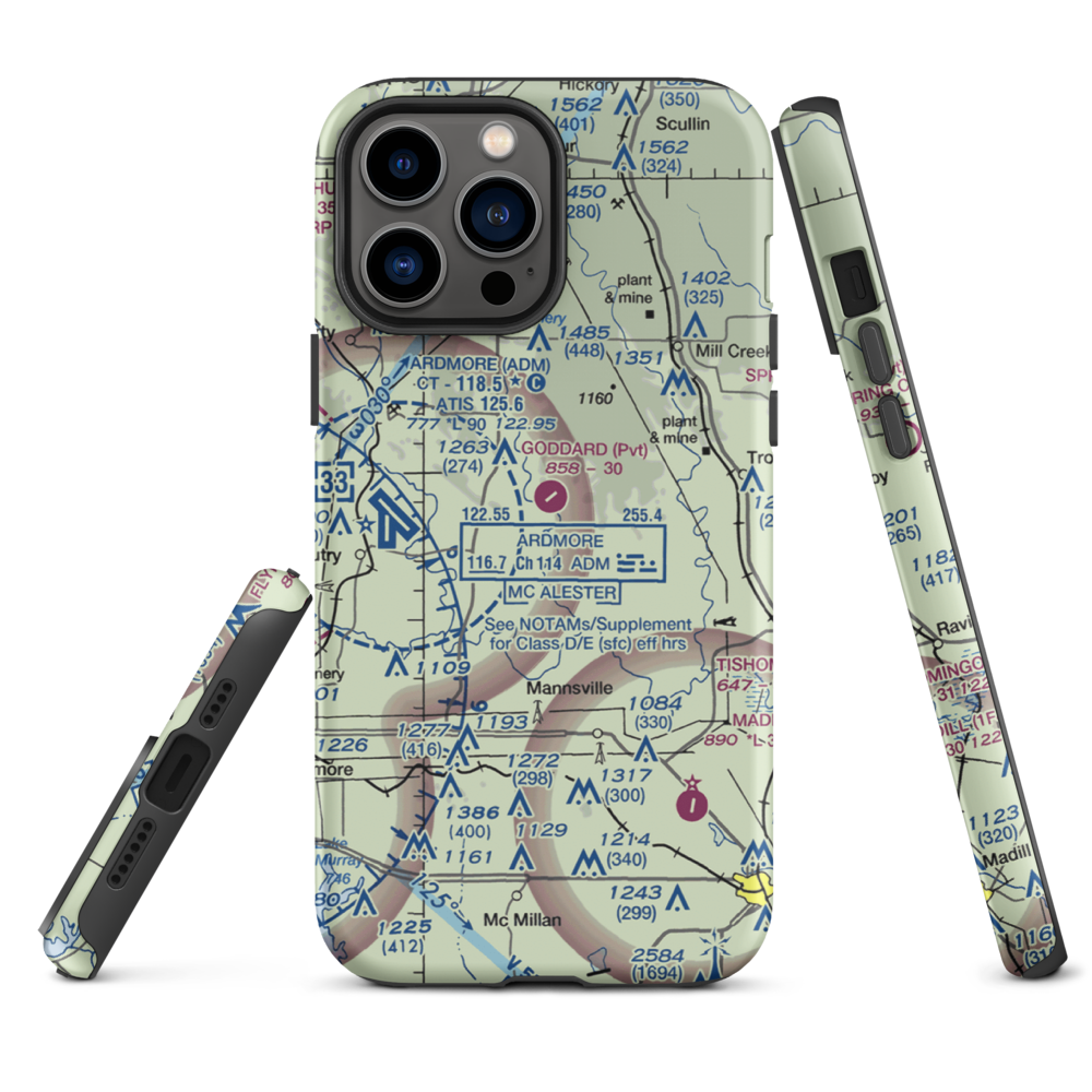 Goddard Ranch Airport (OK85) VFR Sectional  Tough iPhone Case iPhone 13 Pro Max model shown