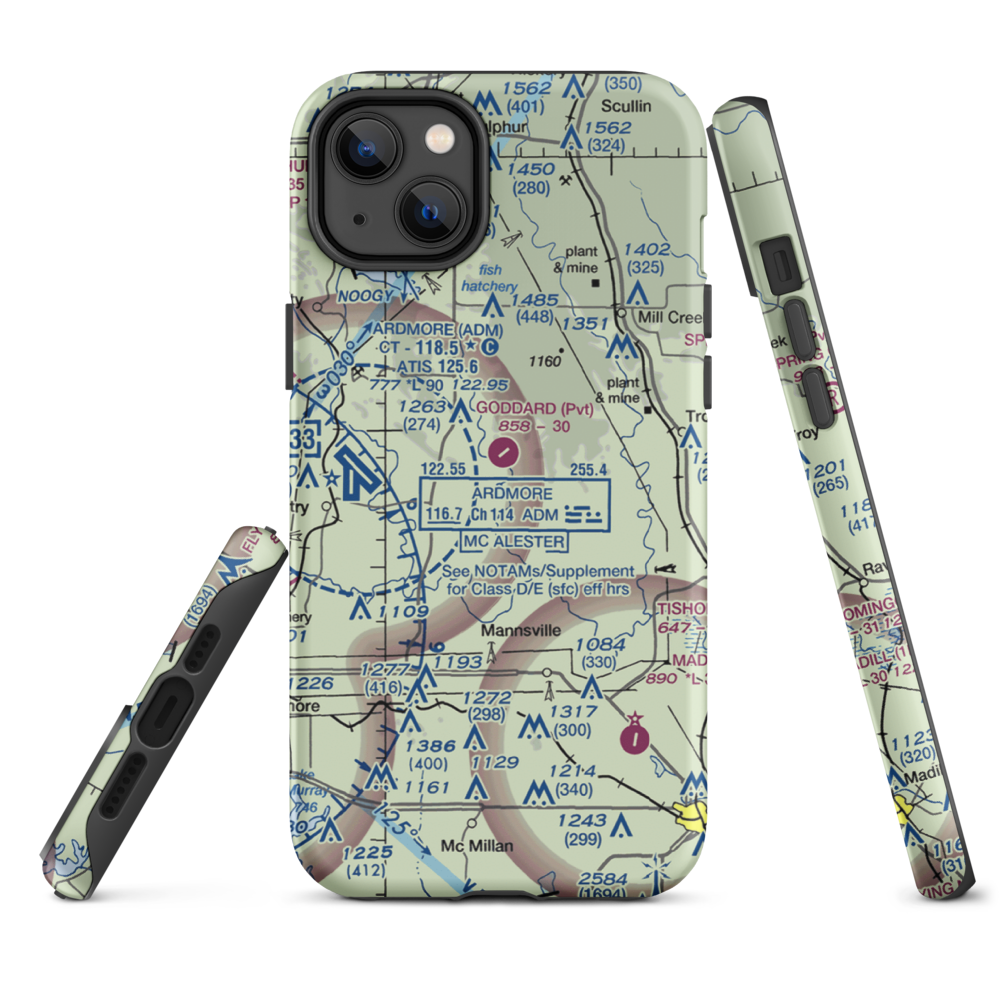 Goddard Ranch Airport (OK85) VFR Sectional  Tough iPhone Case iPhone 14 Plus model shown