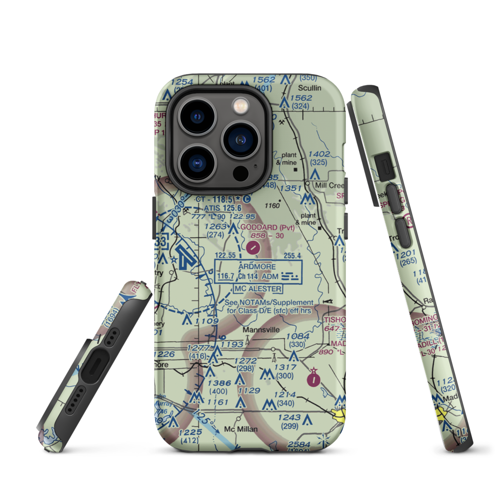 Goddard Ranch Airport (OK85) VFR Sectional  Tough iPhone Case iPhone 14 Pro model shown
