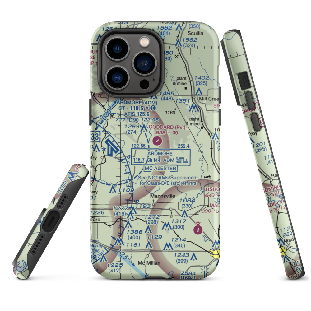 Goddard Ranch Airport (OK85) VFR Sectional  Tough iPhone Case iPhone 14 Pro Max model shown