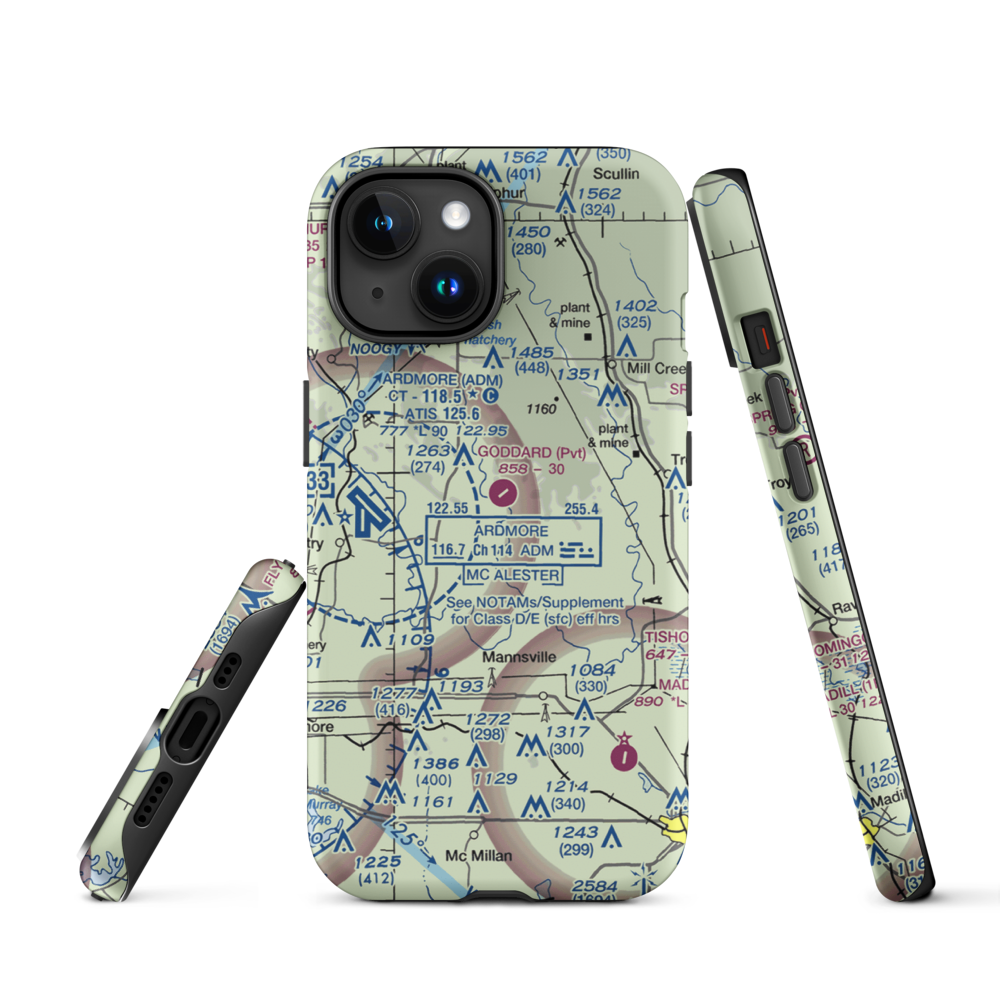 Goddard Ranch Airport (OK85) VFR Sectional  Tough iPhone Case iPhone 15 model shown