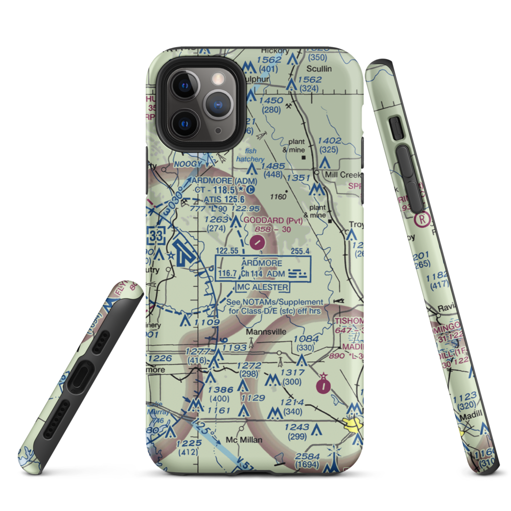 Goddard Ranch Airport (OK85) VFR Sectional  Tough iPhone Case iPhone 11 Pro Max model shown