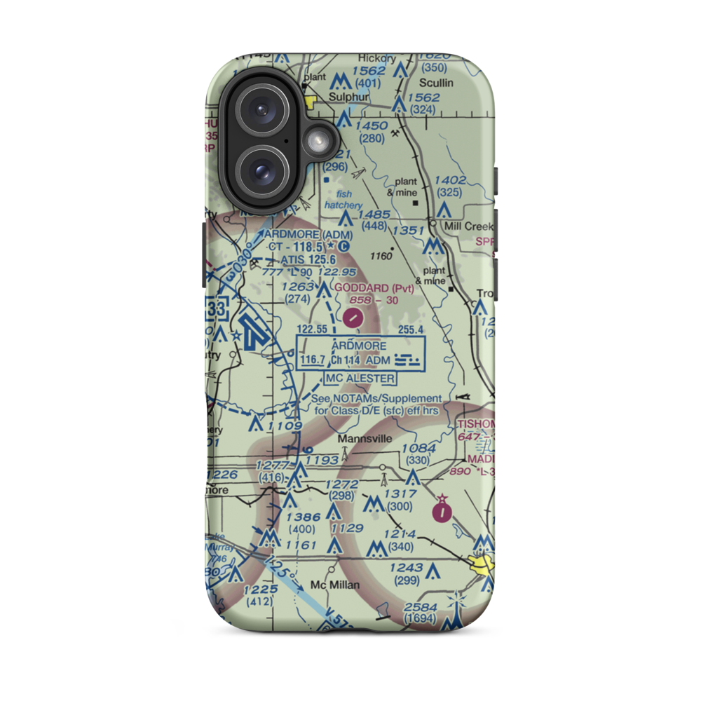 Goddard Ranch Airport (OK85) VFR Sectional  Tough iPhone Case iPhone 16 Plus model shown
