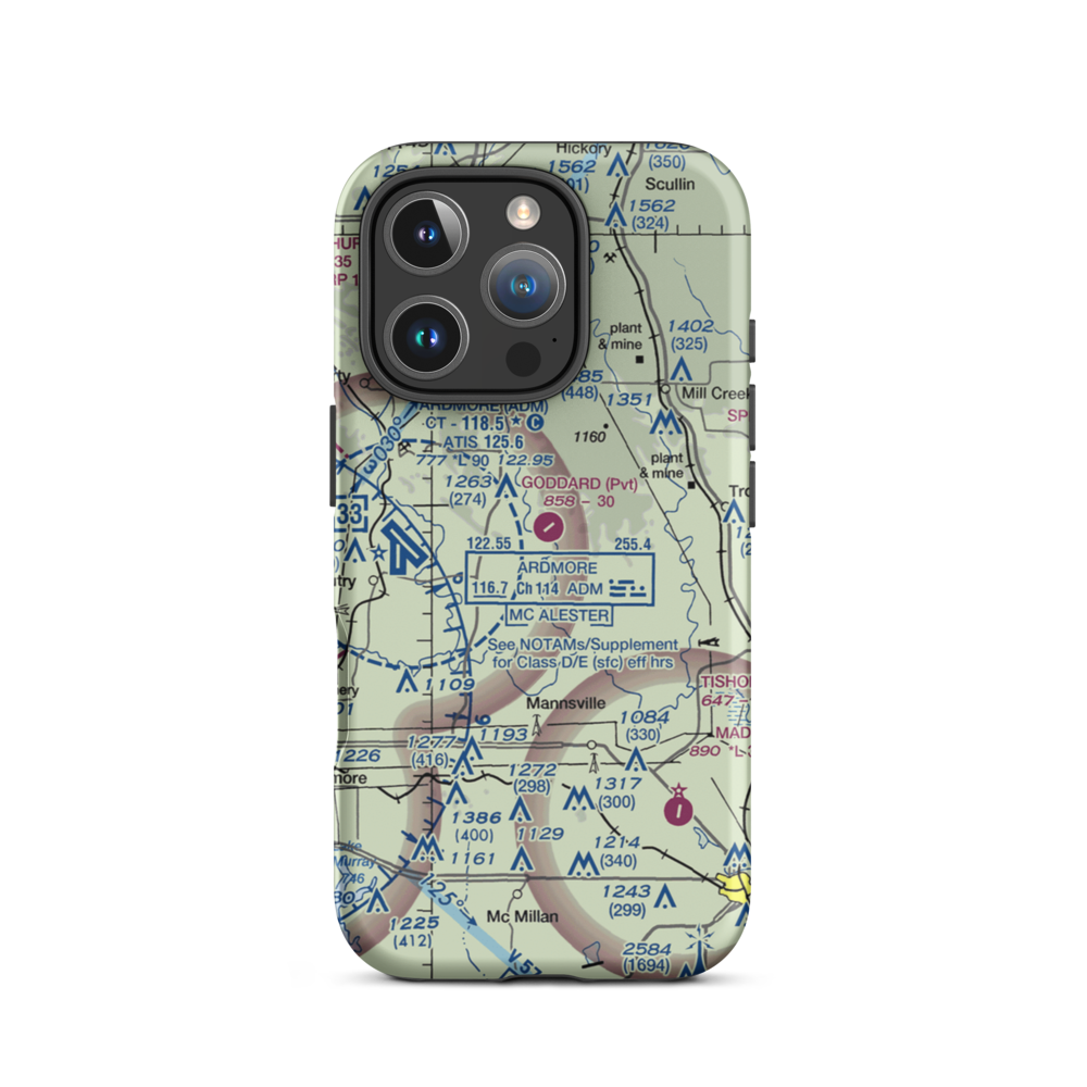 Goddard Ranch Airport (OK85) VFR Sectional  Tough iPhone Case iPhone 16 Pro model shown