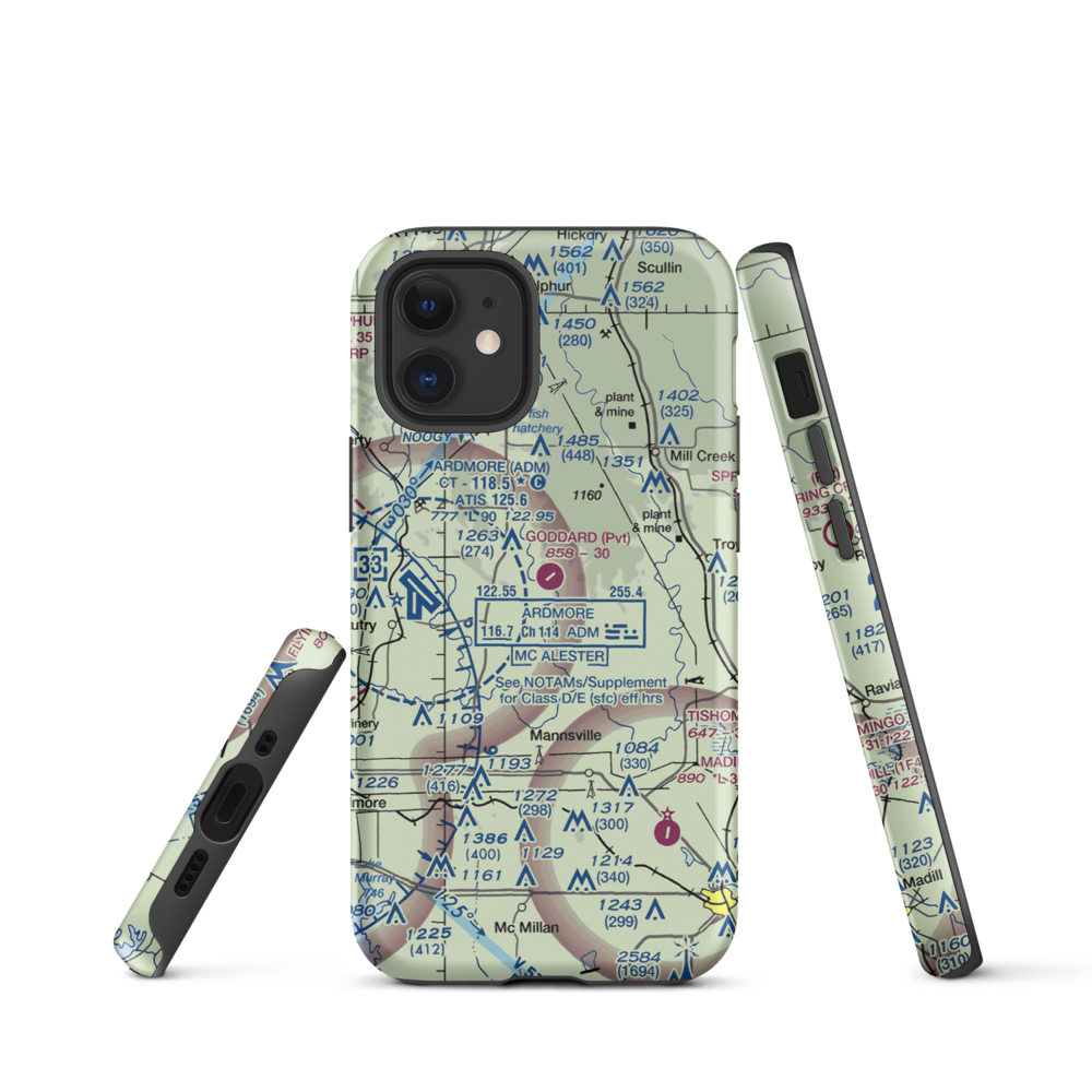 Goddard Ranch Airport (OK85) VFR Sectional  Tough iPhone Case iPhone 12 mini model shown