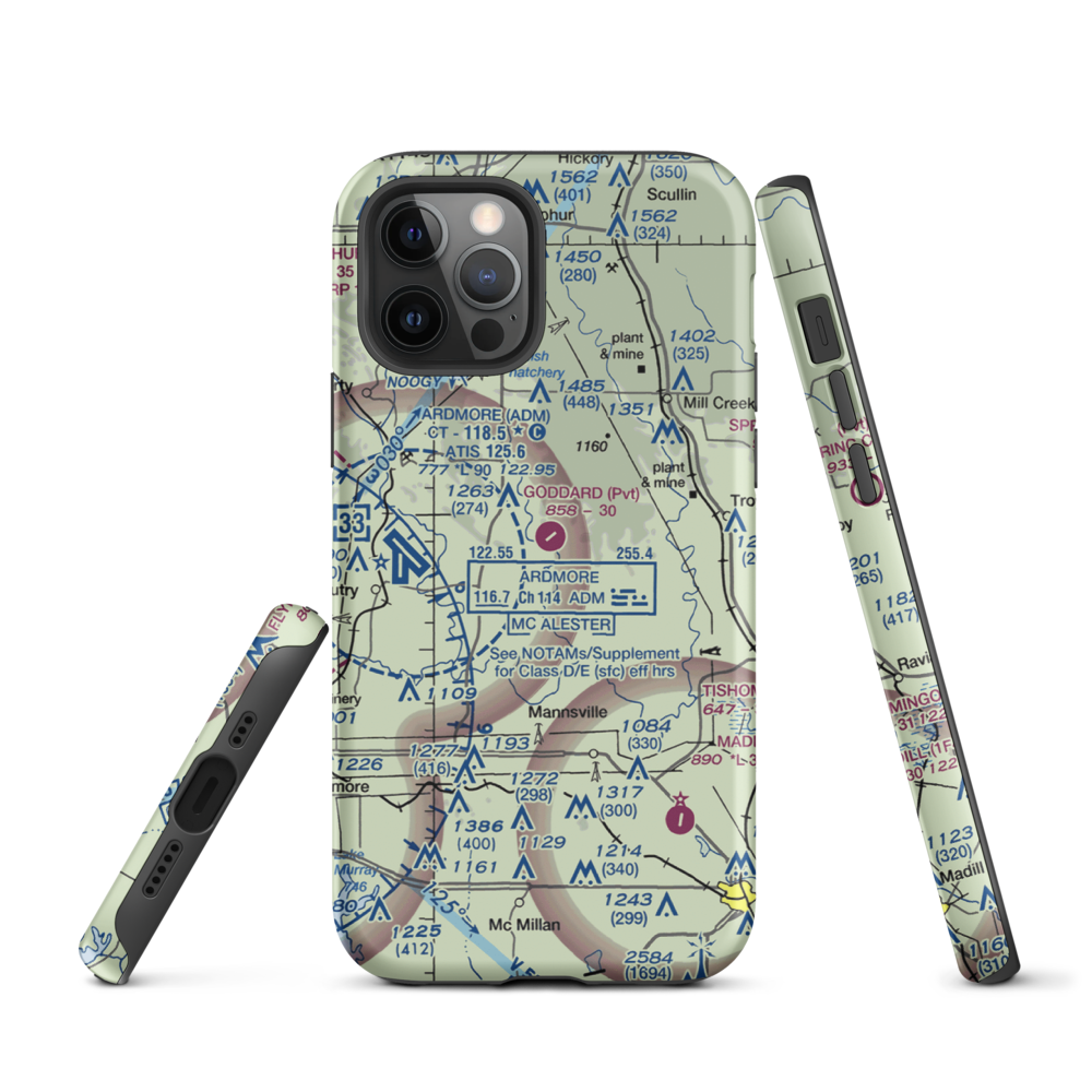 Goddard Ranch Airport (OK85) VFR Sectional  Tough iPhone Case iPhone 12 Pro model shown