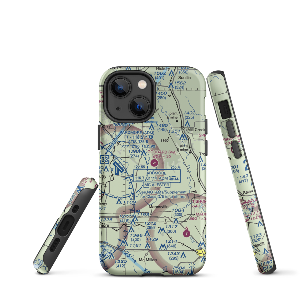 Goddard Ranch Airport (OK85) VFR Sectional  Tough iPhone Case iPhone 13 mini model shown
