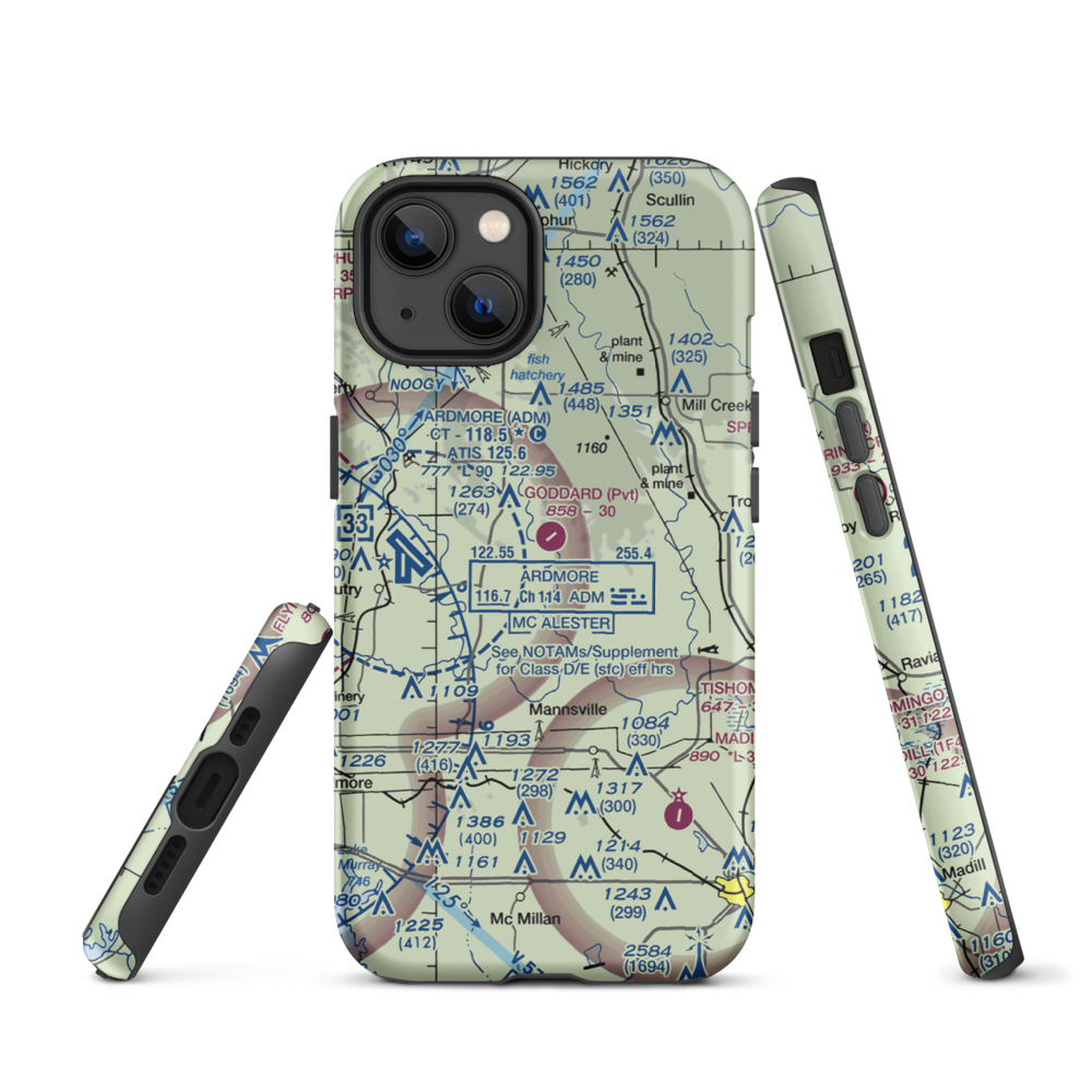 Goddard Ranch Airport (OK85) VFR Sectional  Tough iPhone Case iPhone 13 model shown