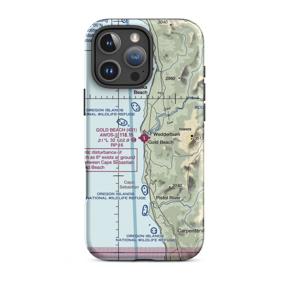 Gold Beach Municipal Airport (4S1) VFR Sectional  Tough iPhone Case iPhone 16 Pro Max model shown