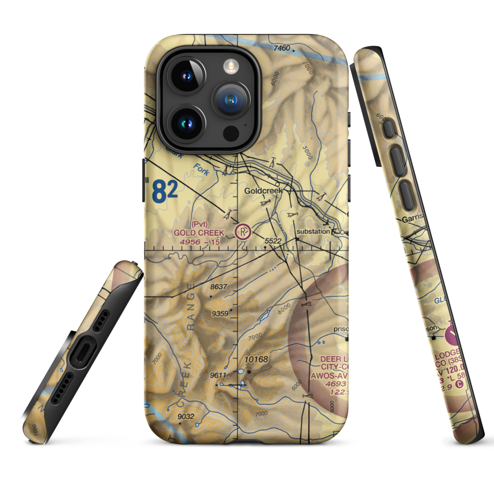 Gold Creek Airport (2MT9) VFR Sectional  Tough iPhone Case iPhone 15 Pro Max model shown
