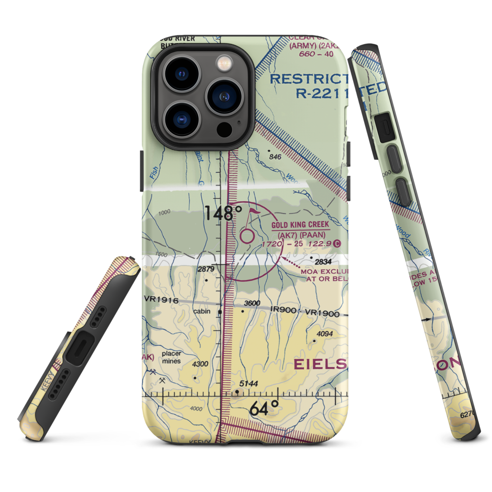Gold King Creek Airport (AK7) VFR Sectional  Tough iPhone Case iPhone 13 Pro Max model shown