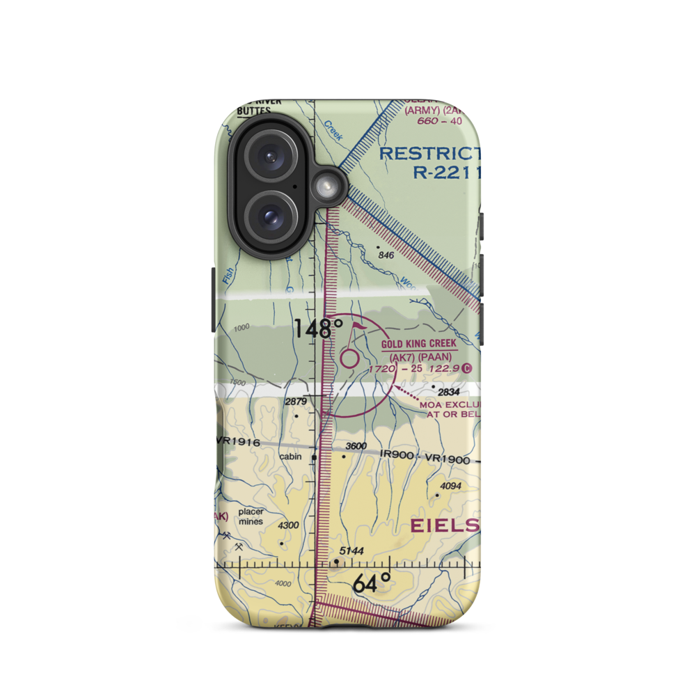 Gold King Creek Airport (AK7) VFR Sectional  Tough iPhone Case iPhone 16 model shown