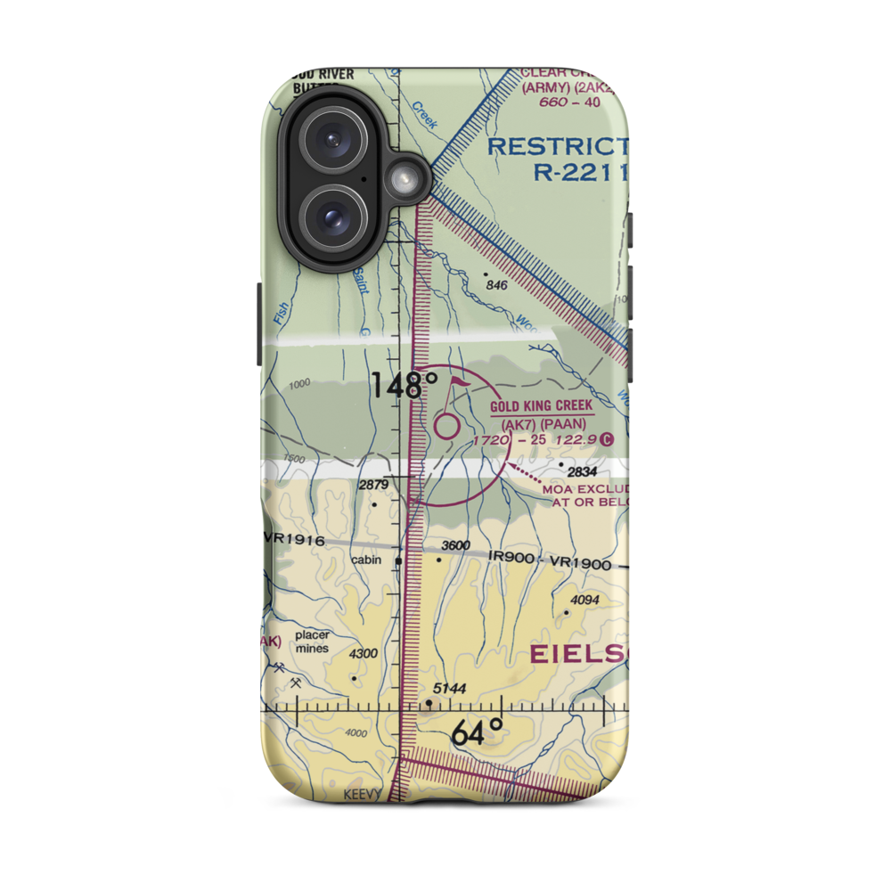 Gold King Creek Airport (AK7) VFR Sectional  Tough iPhone Case iPhone 16 Plus model shown