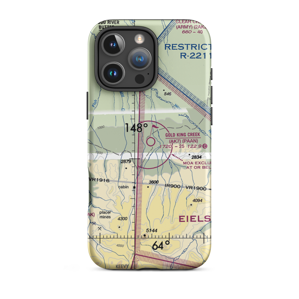 Gold King Creek Airport (AK7) VFR Sectional  Tough iPhone Case iPhone 16 Pro Max model shown