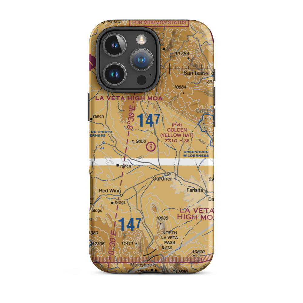 Golden Field (Yellow Hat) Airport (CO61) VFR Sectional  Tough iPhone Case iPhone 16 Pro Max model shown