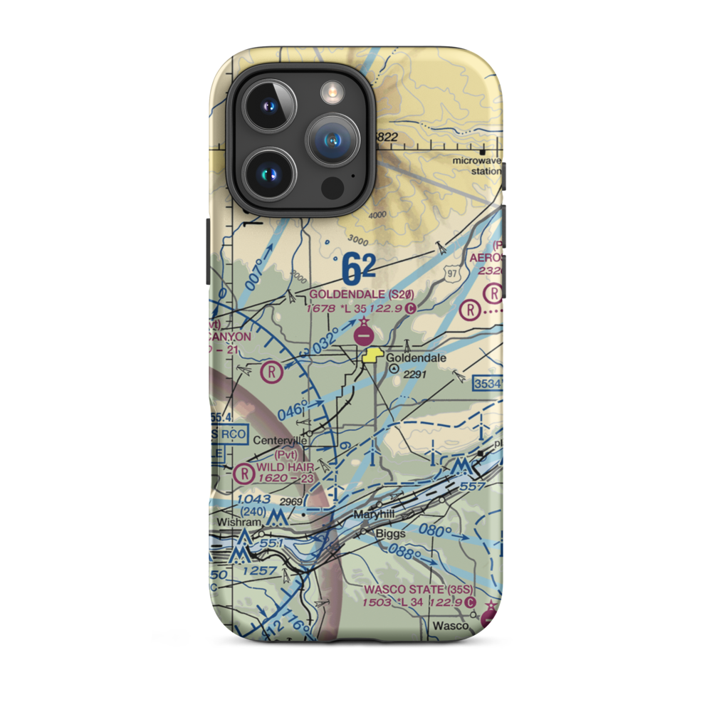 Goldendale Airport (S20) VFR Sectional  Tough iPhone Case iPhone 16 Pro Max model shown