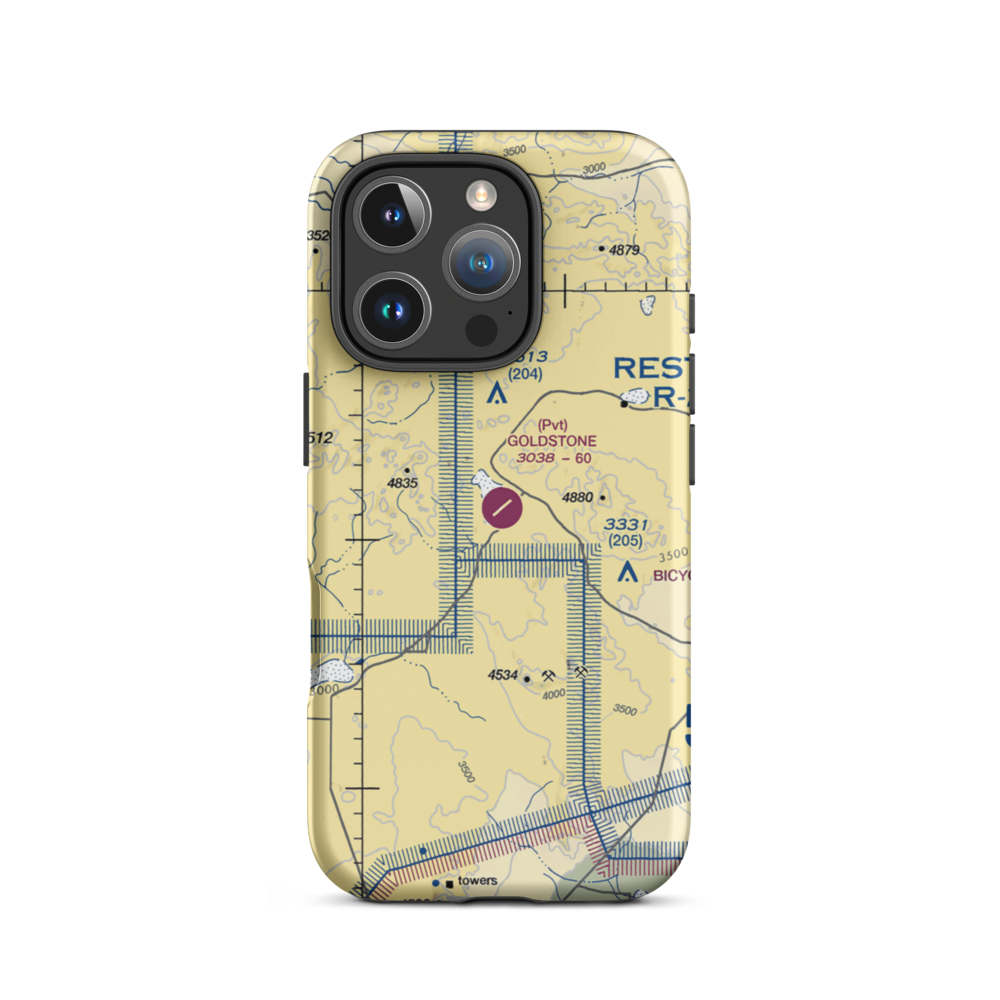 Goldstone /Gts/ Airport (00CA) VFR Sectional  Tough iPhone Case iPhone 16 Pro model shown