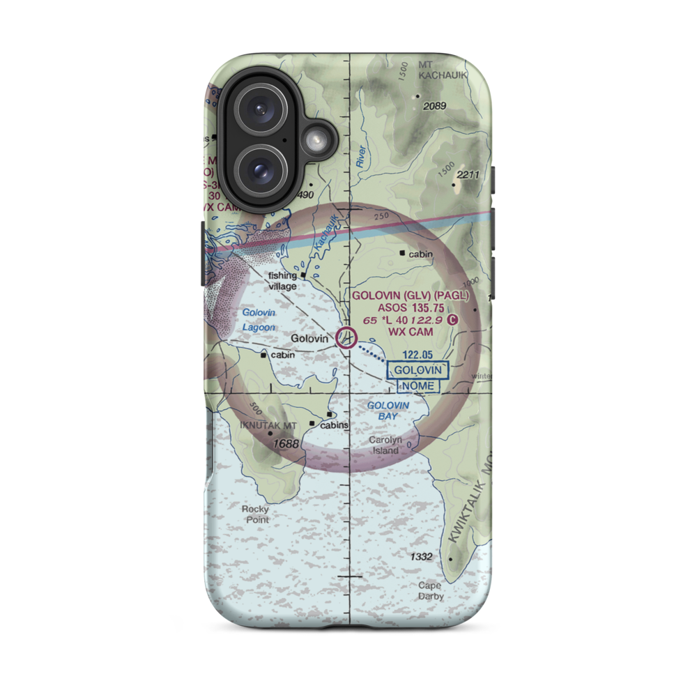 Golovin Airport (GLV) VFR Sectional  Tough iPhone Case iPhone 16 Plus model shown
