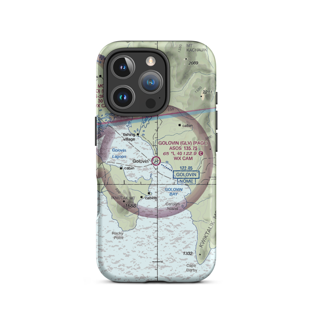 Golovin Airport (GLV) VFR Sectional  Tough iPhone Case iPhone 16 Pro model shown