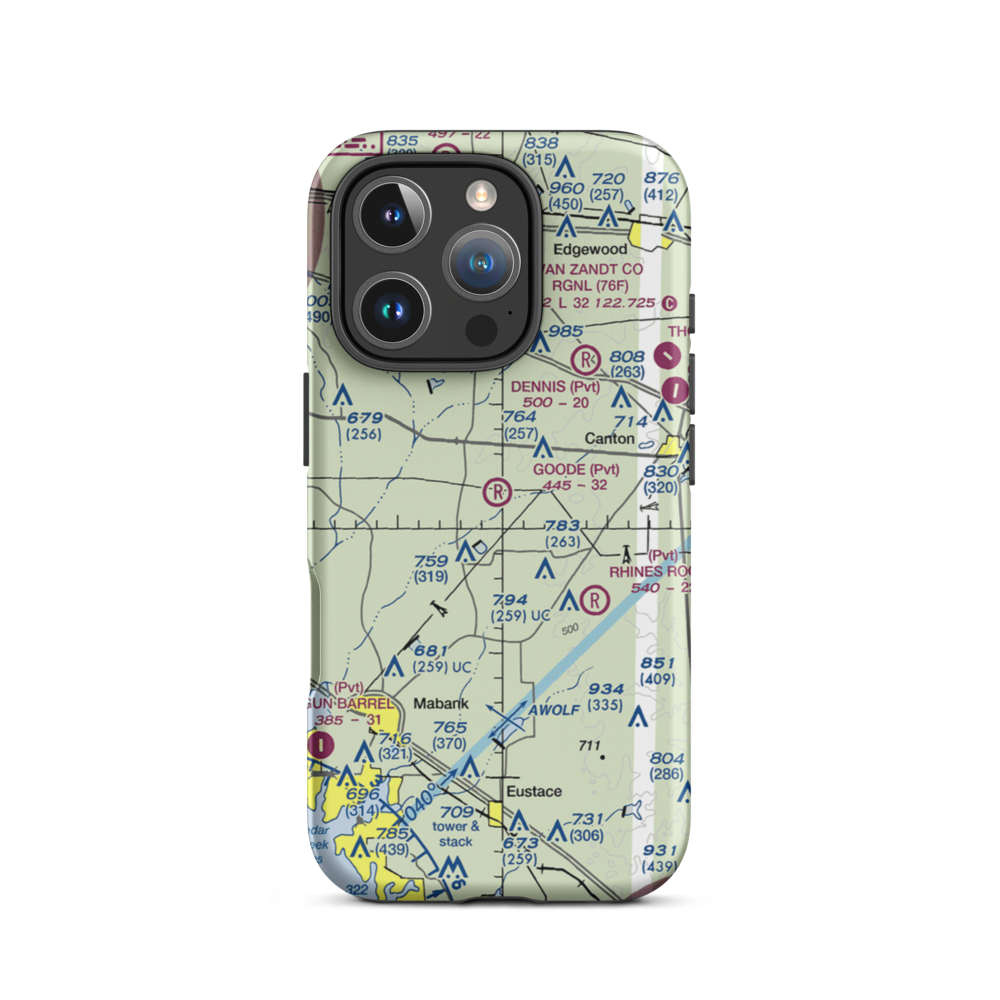 Goode Field (TX43) VFR Sectional  Tough iPhone Case iPhone 16 Pro model shown