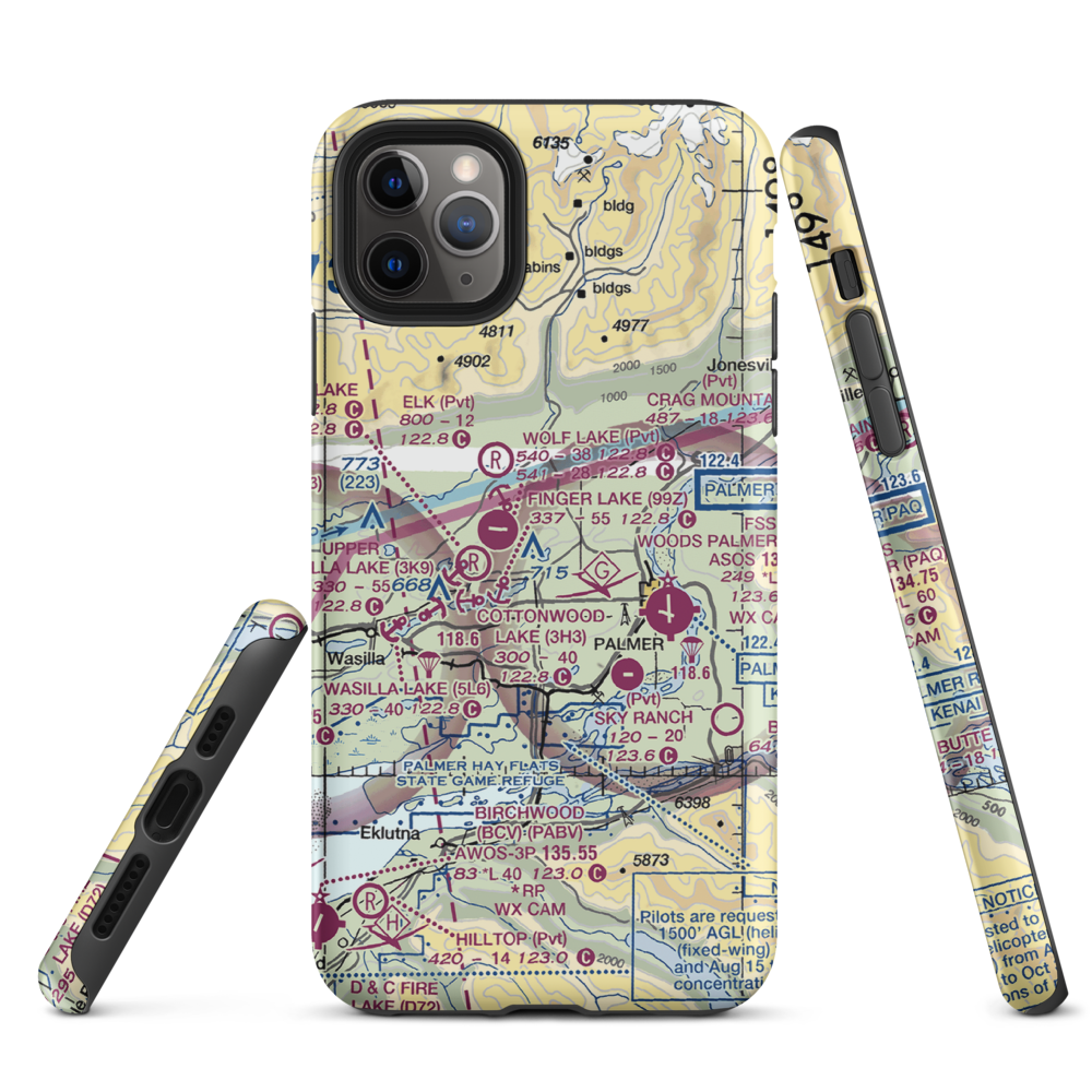 Gooding Lake Seaplane Base (2D3) VFR Sectional  Tough iPhone Case iPhone 11 Pro Max model shown