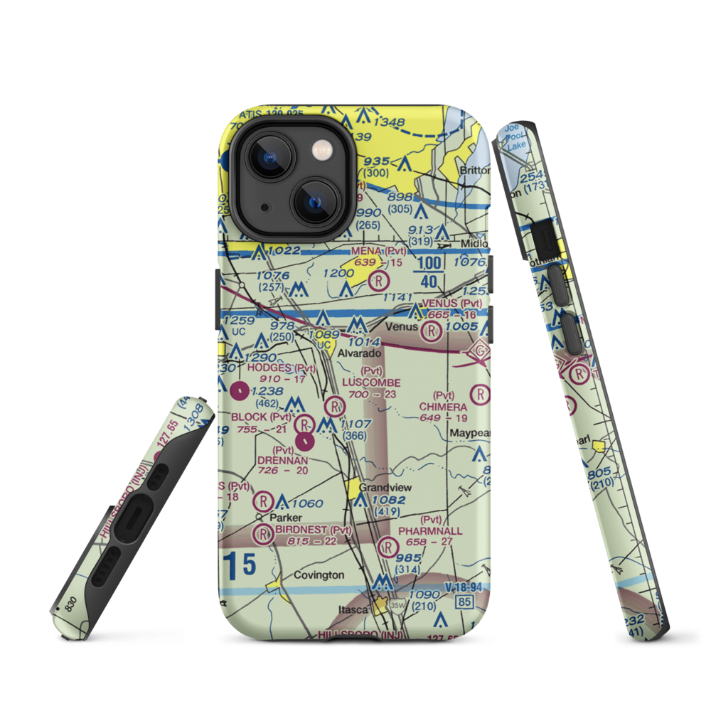 Goodlett Field (9TS6) VFR Sectional  Tough iPhone Case iPhone 14 model shown