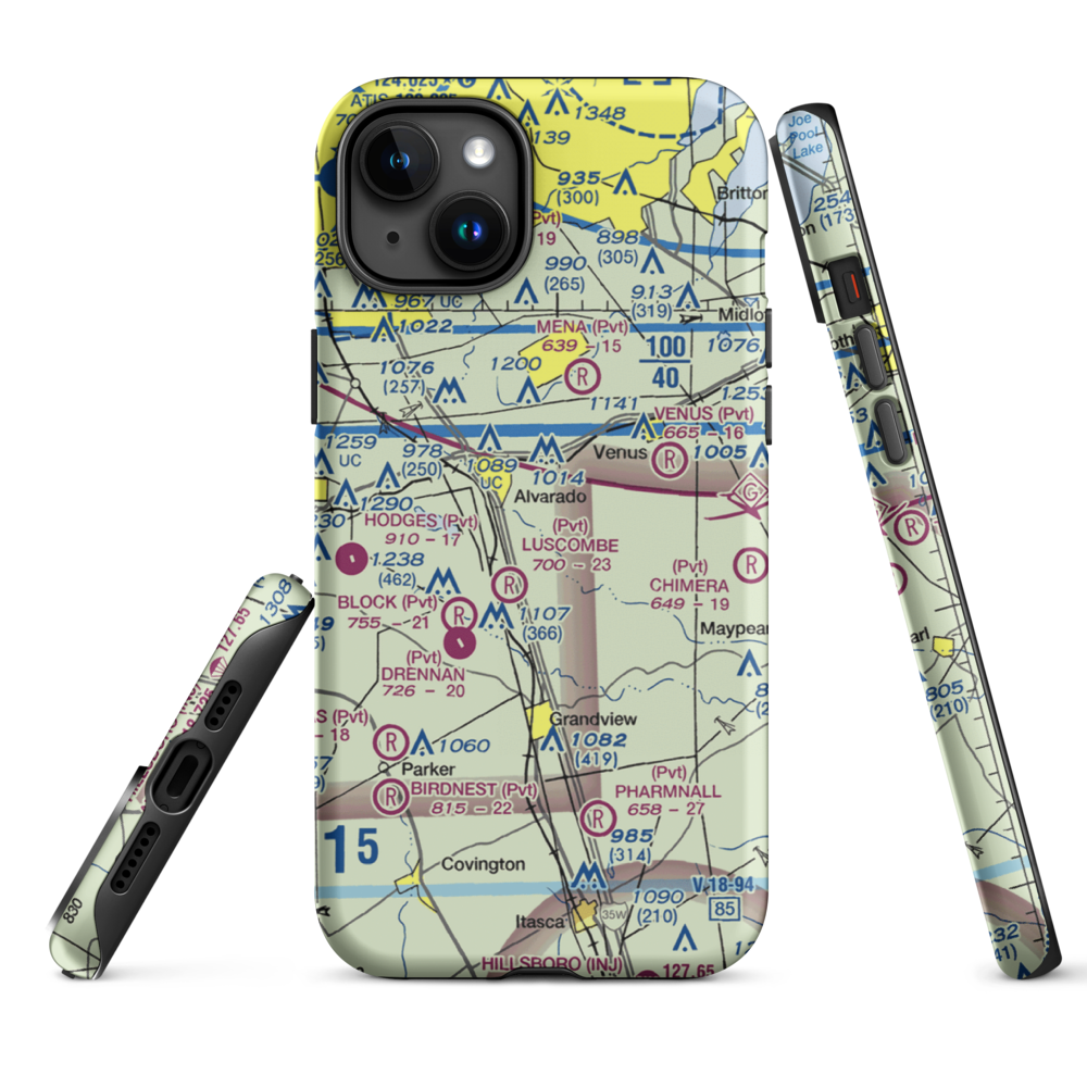 Goodlett Field (9TS6) VFR Sectional  Tough iPhone Case iPhone 15 Plus model shown