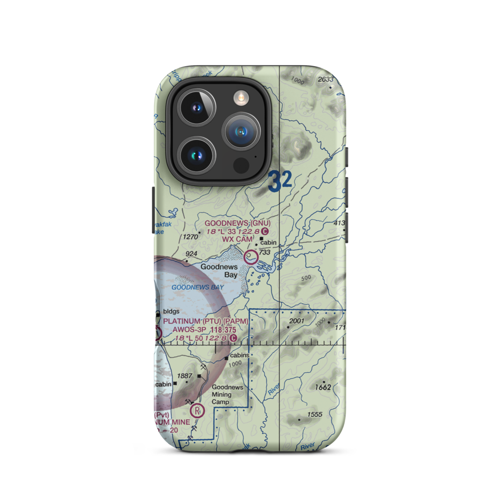 Goodnews Airport (GNU) VFR Sectional  Tough iPhone Case iPhone 16 Pro model shown