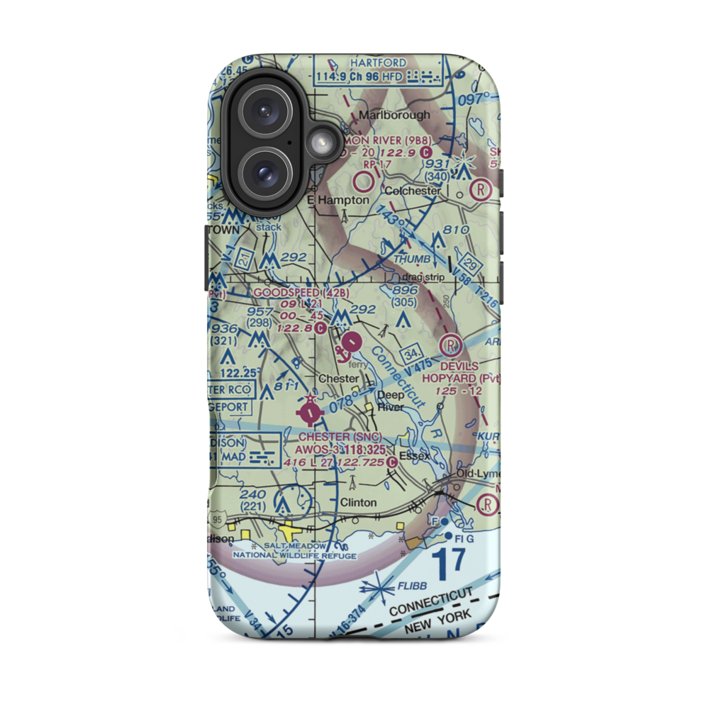 Goodspeed Airport (42B) VFR Sectional  Tough iPhone Case iPhone 16 Plus model shown