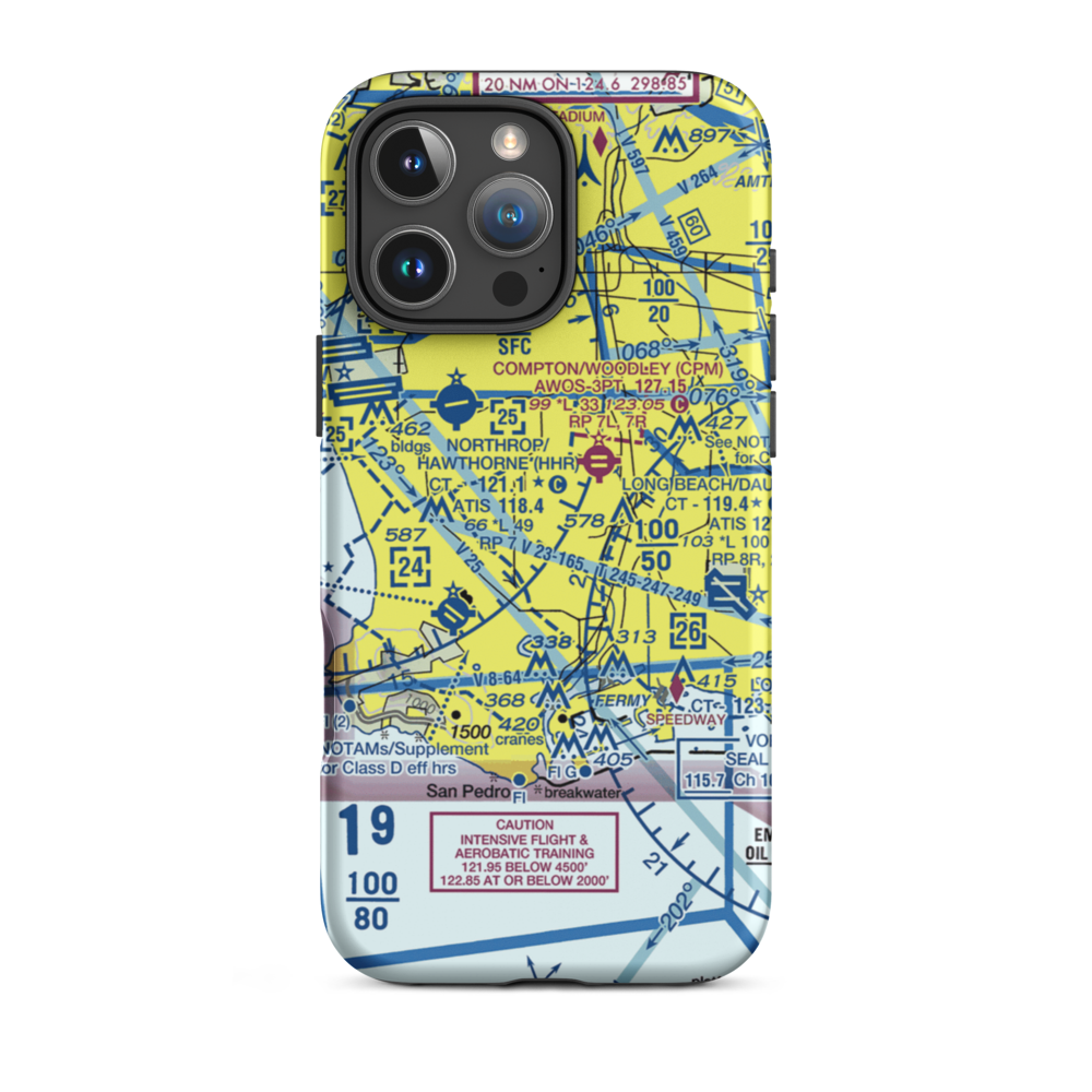 Goodyear Blimp Base Airport (64CL) VFR Sectional  Tough iPhone Case iPhone 16 Pro Max model shown