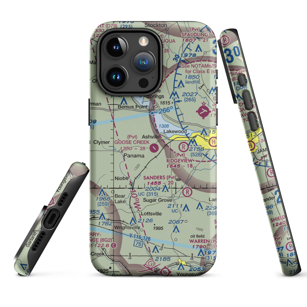 Goose Creek Airport (NY89) VFR Sectional  Tough iPhone Case iPhone 15 Pro Max model shown