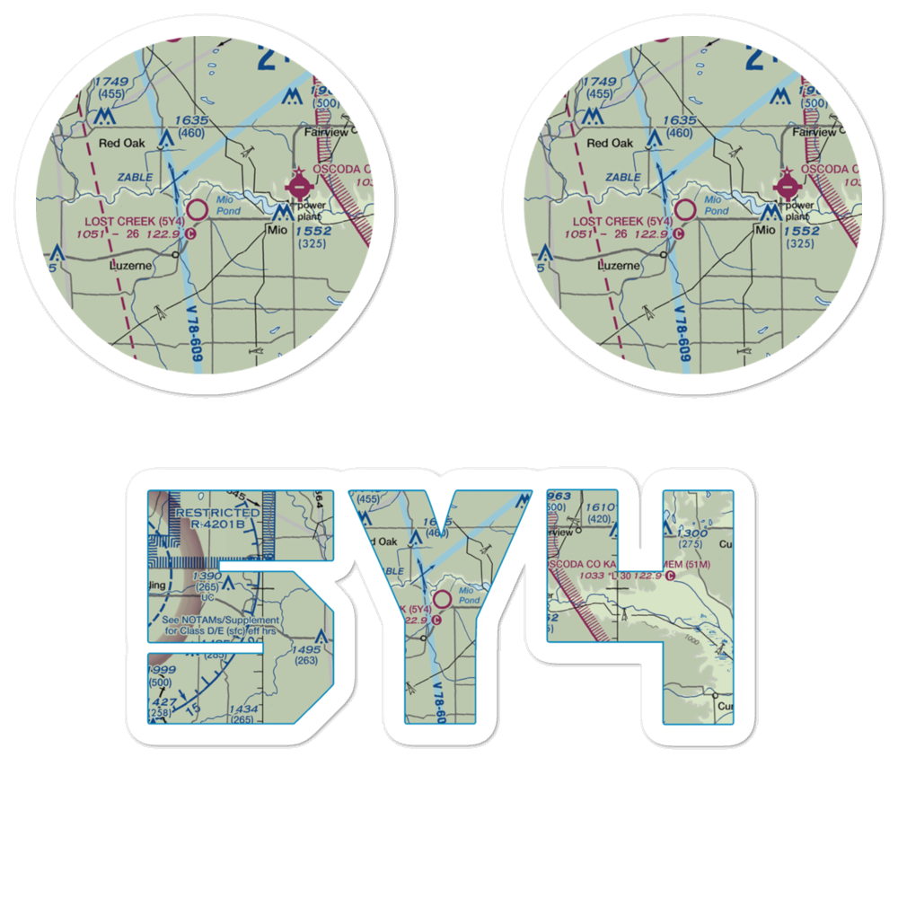 Lost Creek Airport (5Y4) VFR Sectional Sticker Pack 