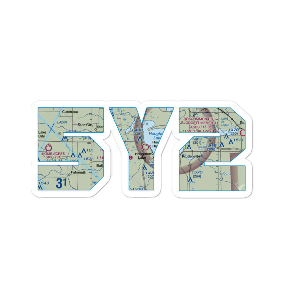 Houghton Lake State Airport (5Y2) VFR Sectional Sticker 