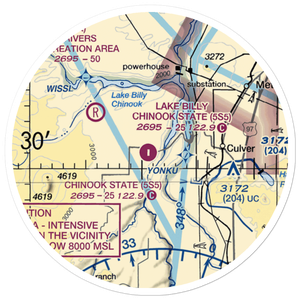 Lake Billy Chinook State Airport (5S5) VFR Sectional Sticker (20 mile)