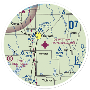De Witt Municipal Airport Whitcomb Field (5M1) VFR Sectional Sticker (20 mile)
