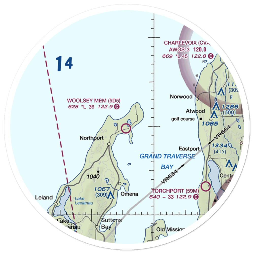 Woolsey Memorial Airport (5D5) VFR Sectional Sticker (30 mile) 